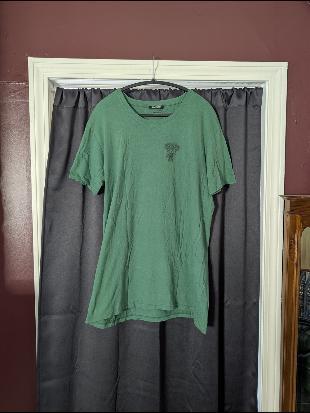 Balmain SS13 Christophe Decarnin Green Short-Sleeve T-Shirt with Crest Graphic